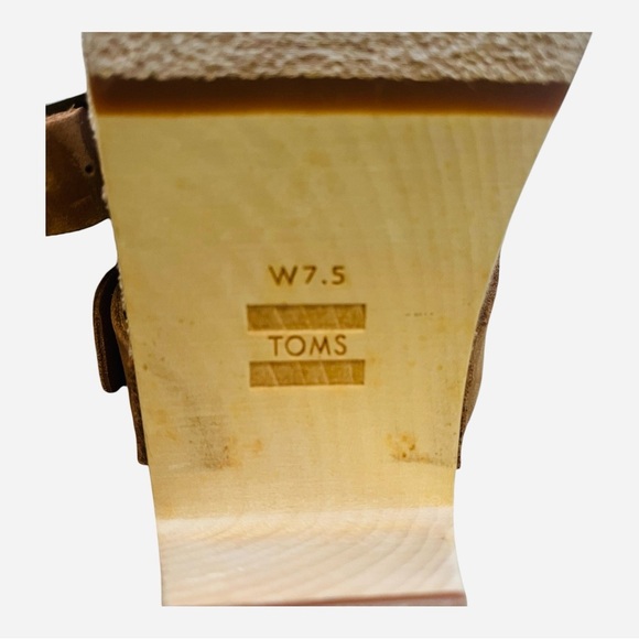 Toms Tan and Cream Elisa Clog Mules with Embroidered Design natural linen W 7.5 - Picture 9 of 15